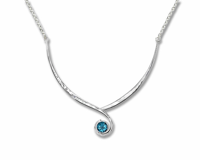 Sterling Silver necklace with Blue Topaz.