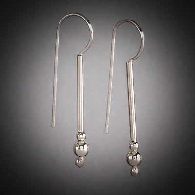 Sterling Silver tube and bead Earrings.