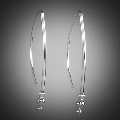 Sterling Silver Curved Bar Earrings.