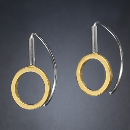 18 Karat Yellow Gold & Sterling Silver circle earrings.