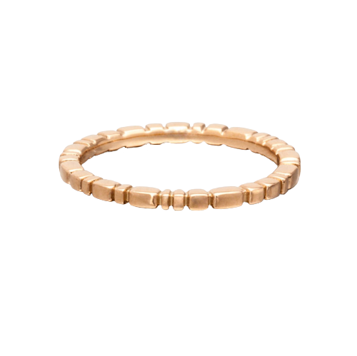 18 Karat Rose Gold thin band ring with notches all the way around.