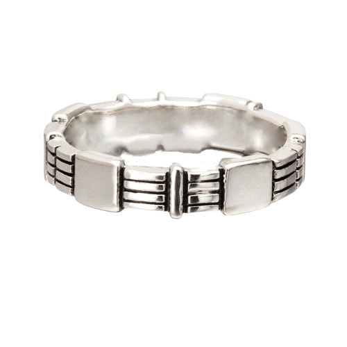 Platinum Sterling Silver 5mm band with notched designs all the way around.
