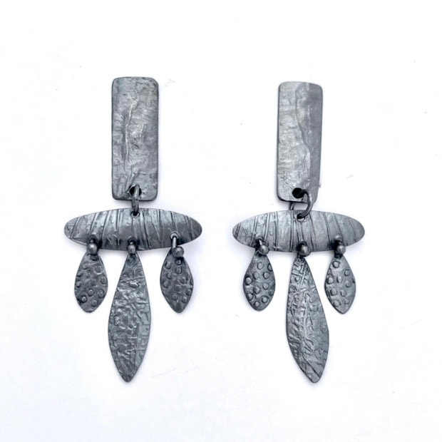 Oxidized Sterling Silver Earrings with different shapes and dangles.