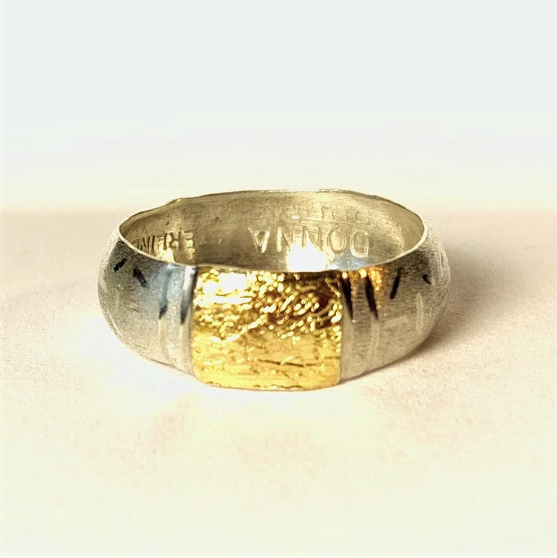  22 Karat Yellow Gold & Sterling Silver "Dome" Ring.