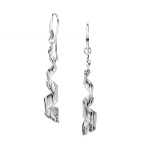Sterling Silver spiral tapered earrings with French Wires.