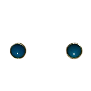 22KY & 18KY Gold 7mm Round Turquoise Studs.