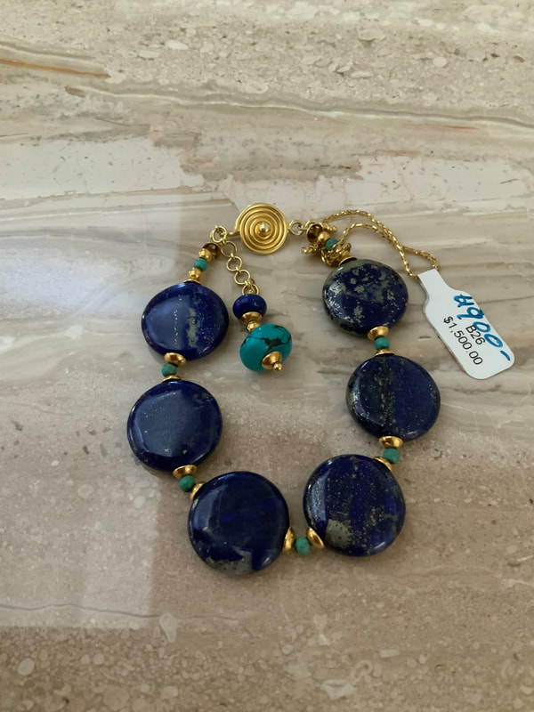 DDCB26:   18KY Lapis Lazuli ,Turquoise Bracelet, 7-8"  Original Price  $1500.00, Sale Price $900.00