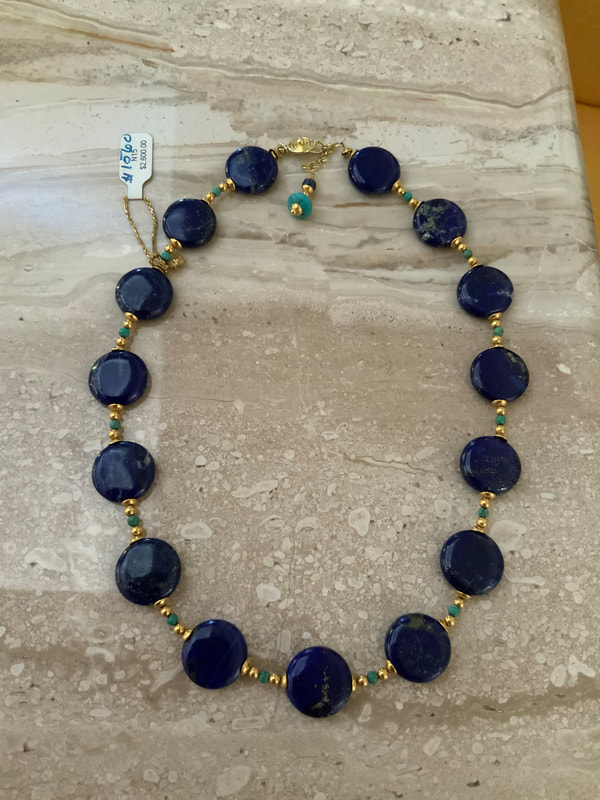 DDCN15:   18KY, Lapis, Turquoise Necklace, 18" Original Price  $2600.00, Sale Price $1560.00