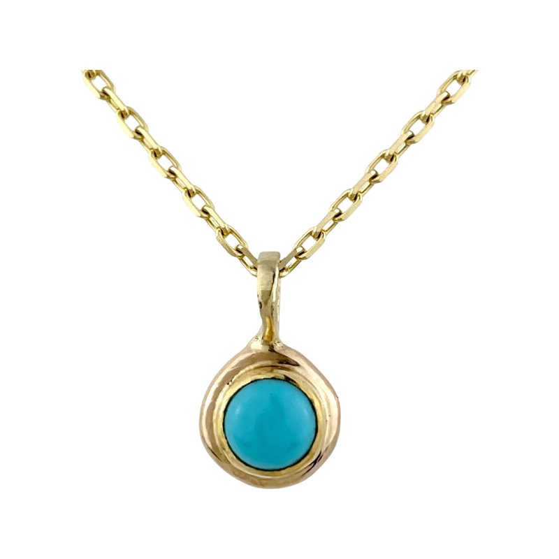 Gold Sleeping Beauty Round Pendant and Chain