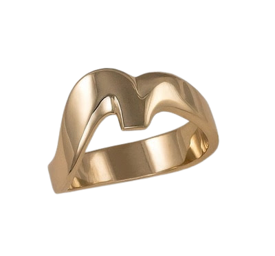 Yellow gold curved band, looks like a bird in flight.