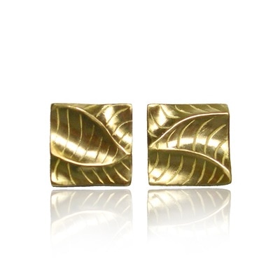 14 Karat Yellow Gold "Small Puzzle" Earrings with sculpted curves in the gold