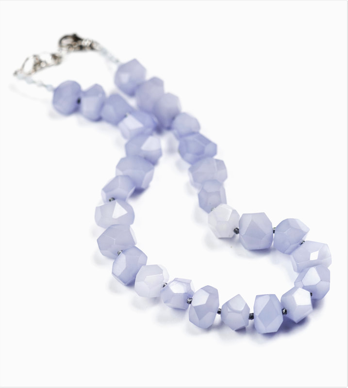 Sterling Silver Chalcedony Nugget Necklace.