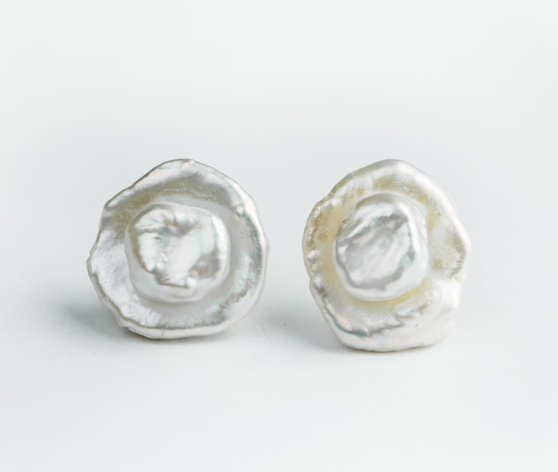 Sterling Silver Keshi Pearl Post Earrings.