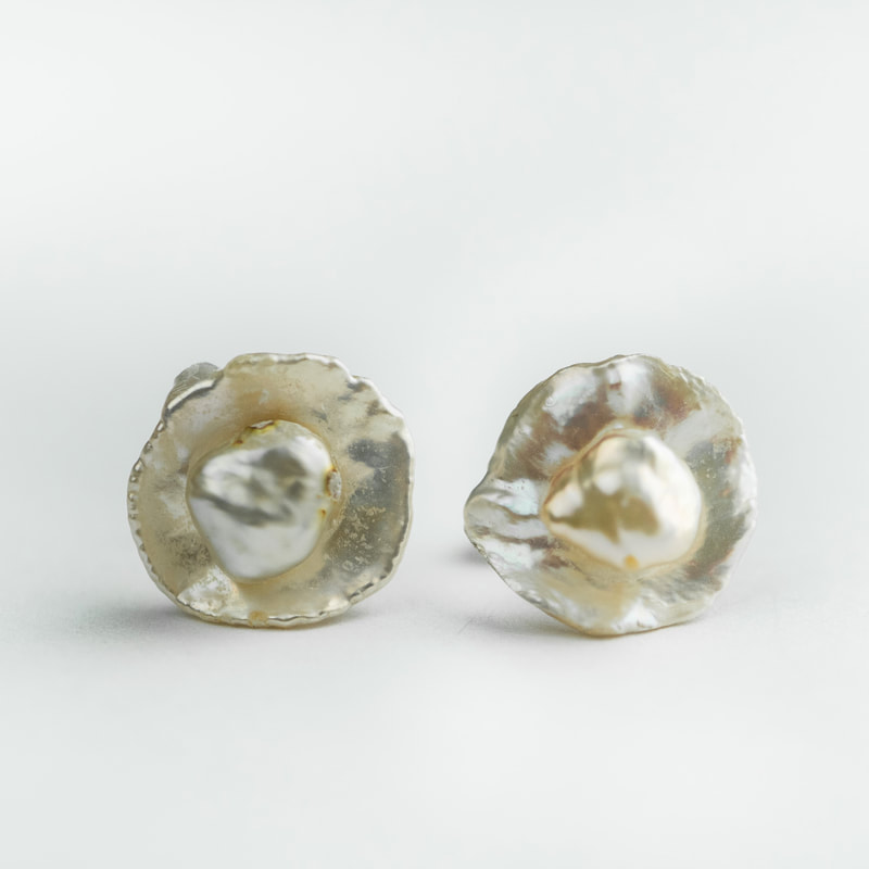 Sterling Silver Keshi Pearl Post Earrings,
